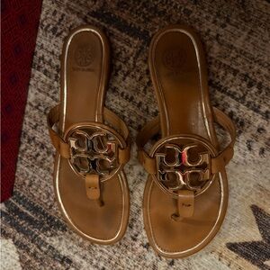 Tory Burch Tan Sandals with Gold Accents